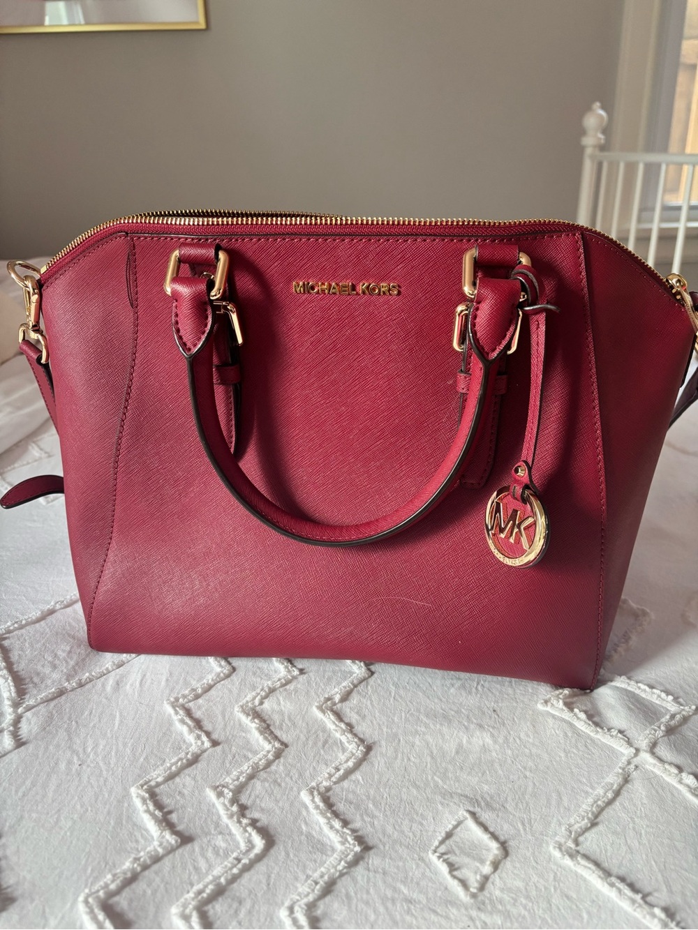 Michael Kors Burgundy Leather Shoulder Bag